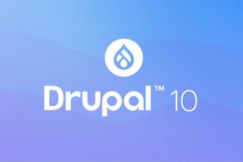 Logo drupal avec le titre : drupal 10, sur fond coloré