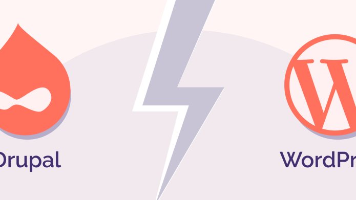 Illustration du logo drupal versus le logo de wordpress