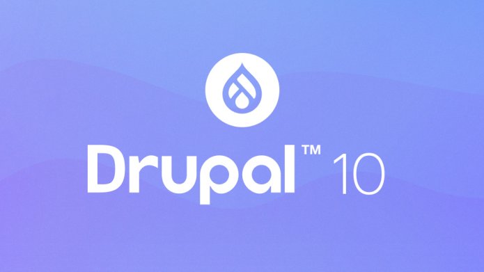 Bannière du logo drupal avec le titre : drupal 10, sur fond coloré