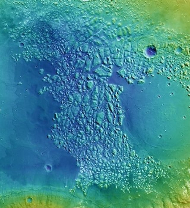 Vue aérienne et thermique d'une planète