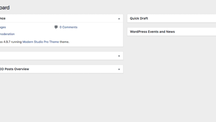 Capture d'écran du dashboard de wordpress