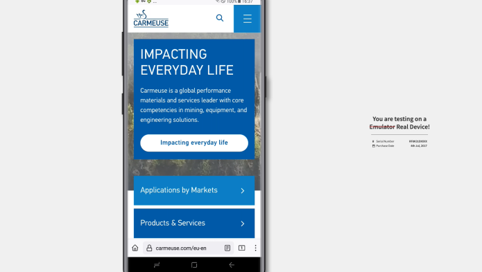 Screenshot of the phone's carmability test with browserstack