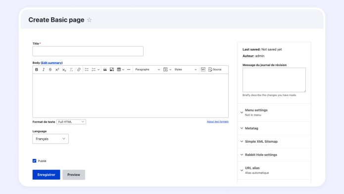 Capture d'écran du theme claro dans drupal