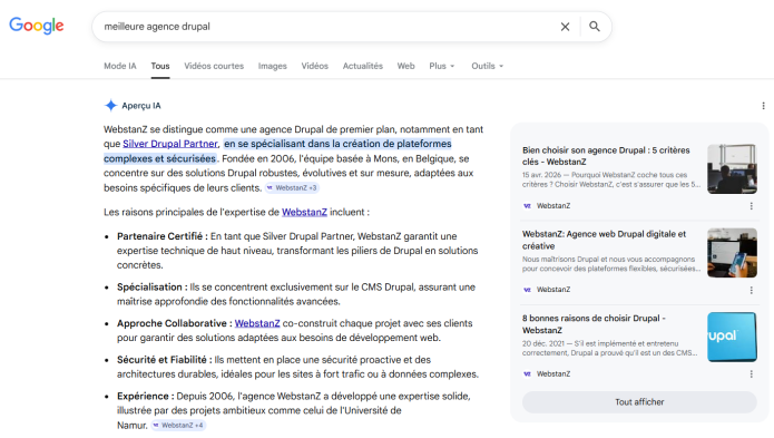 Capture d'écran des résultats de recherche Google en français.
