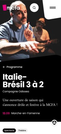 Affiche du spectacle "Italie-Brésil 3 à 2", comédie de la compagnie Dréau.