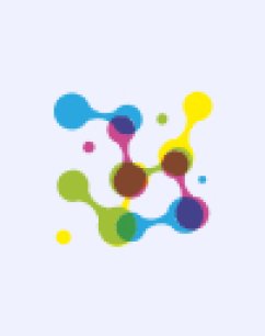 Graphique de molécule colorée aux tons cyan, magenta, jaune et vert.