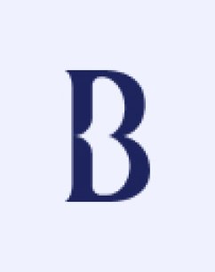 Logo lettre « B » en bleu marine sur fond blanc.